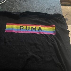 Puma Black Tee with Rainbow Stripe Logo